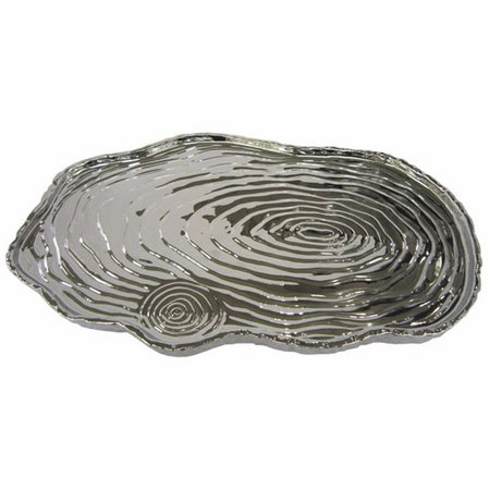 COMIDA 16 x 10 in. Botanic Porcelain Tree Bark Tray, Silver CO2535312